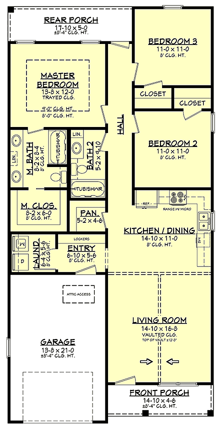 Floor plan for Traditional Plan 56702
